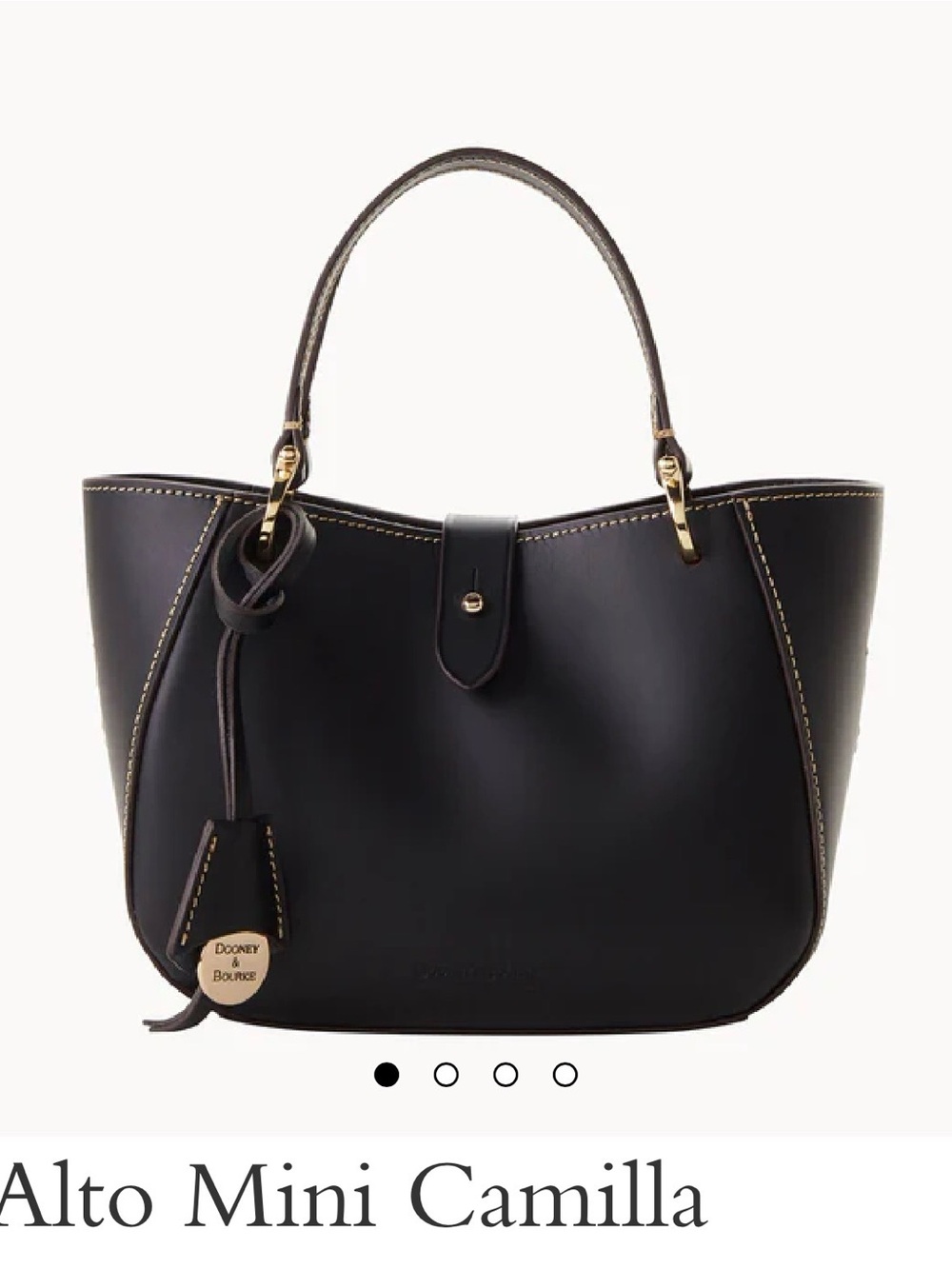 Dooney & Bourke Black Leather Mini Tote with Gold Hardware